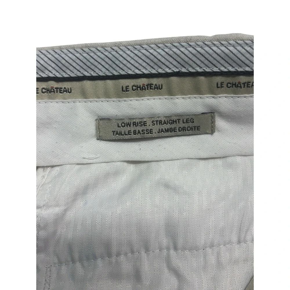 Beige 100% Linen Dress Pants 36x32 Flat Front Lightweight Trouser Mens Straight